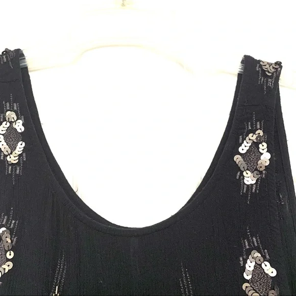 Free People Bad Girls Do it Well Embellished Beaded Black Tank Top size Small - Picture 10 of 14